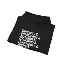 Load image into Gallery viewer, D&D Charisma Uniqueness Nerve & Talent Hoodie