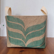 Load image into Gallery viewer, green leaves coffee sack basket