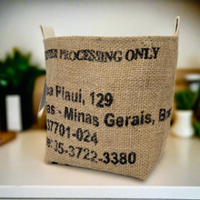 Load image into Gallery viewer, Upcycled Coffee Sack Basket - medium