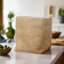 Load image into Gallery viewer, Upcycled Coffee Sack Basket - medium