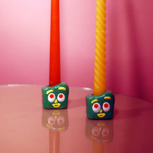 Load image into Gallery viewer, Green Clay Guy Candle Holder