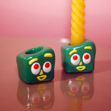 Load image into Gallery viewer, Green Clay Guy Candle Holder