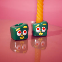 Load image into Gallery viewer, Green Clay Guy Candle Holder