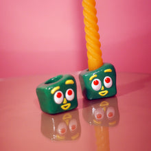 Load image into Gallery viewer, Green Clay Guy Candle Holder