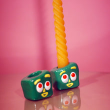Load image into Gallery viewer, Green Clay Guy Candle Holder