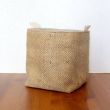 Load image into Gallery viewer, Upcycled Coffee Sack Basket - Medium - plain