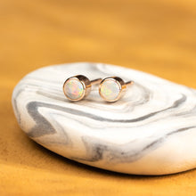 Load image into Gallery viewer, Opal Bezel Studs in Rose Gold - Malleable Jewellers