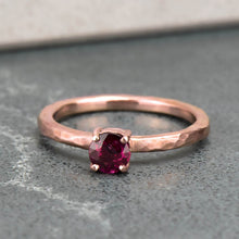 Load image into Gallery viewer, Ruby Hammer Finished Solitaire in Rose Gold - Malleable Jewellers