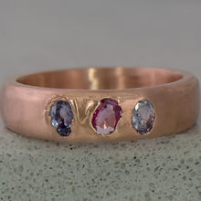 Load image into Gallery viewer, Sapphire Trio Kimberlite Ring in Rose Gold - Malleable Jewellers