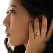 Load image into Gallery viewer, Salt & Pepper and Colourless Asymmetrical Diamond Ring in Yellow Gold