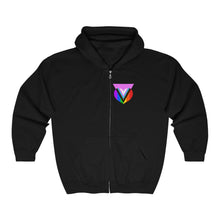 Load image into Gallery viewer, Pink Progress Pride Heart Badge Zip-up Hoodie