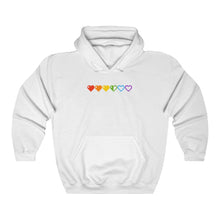 Load image into Gallery viewer, Pixelated Pride Hearts Hoodie