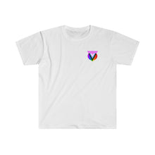 Load image into Gallery viewer, Pink Progress Pride Heart Badge Tee