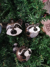 Load image into Gallery viewer, Racoon Handpainted Sculpted Christmas/Holiday Ornament
