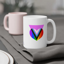 Load image into Gallery viewer, Pink Progress Pride Heart Ceramic Mug 15oz