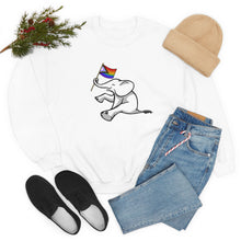Load image into Gallery viewer, White Elephant Holiday Pride Flag Crewneck Sweatshirt