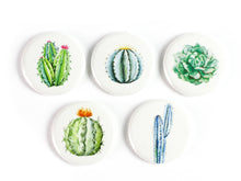 Load image into Gallery viewer, Watercolor Cacti Strong Ceramic Magnets or Pinback Buttons