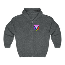 Load image into Gallery viewer, Pink Progress Pride Heart Badge Zip-up Hoodie