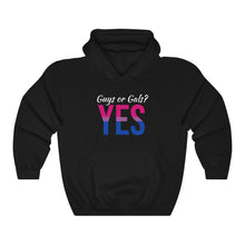 Load image into Gallery viewer, Guys or Gals? Yes (Bi) Hoodie