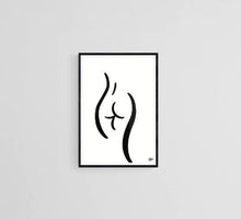 Load image into Gallery viewer, Body Positive Line Art, Bum Waist Nude Art, Female Figure Art Print, Minimalist Wall Art, Boob Art Print, Curvy Art Poster, Line Drawing