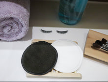 Load image into Gallery viewer, Copy of 100% Organic Cotton Reusable Cotton Rounds | Charcoal infused for applying toner, makeup remover, daily cleansing | travel-friendly