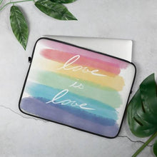 Load image into Gallery viewer, Love is Love Laptop Case, LGBTQ Gift, Rainbow Lover Gift, Gay Pride Merch, Rainbow Laptop Case, 13 inch laptop case, 15 inch laptop case