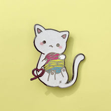 Load image into Gallery viewer, LGBTQ+ Pride Glitter Yarn Kitty Enamel Pin