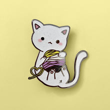 Load image into Gallery viewer, LGBTQ+ Pride Glitter Yarn Kitty Enamel Pin