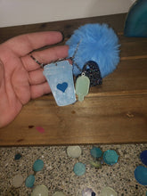 Load image into Gallery viewer, Coffee Lover Glow in The Dark and Blue Pom Pom keychain or Bag charm