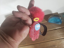 Load image into Gallery viewer, Resin Red Halo Among Us Crew Mate Pom Pom Keychain or Bag Charm