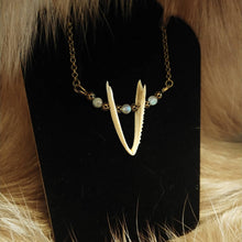 Load image into Gallery viewer, Chameleon Jaw and Labradorite Necklace (Canada Only) - *REAL BONE*