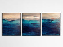 Load image into Gallery viewer, Large Seascape Triptych, Set of 3 Original Modern Paintings, Ocean Painting Abstract, Ready to Hang, Living Room Art, Hand Painted Art