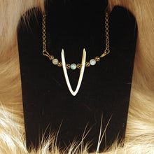 Load image into Gallery viewer, Chameleon Jaw and Labradorite Necklace (Canada Only) - *REAL BONE*