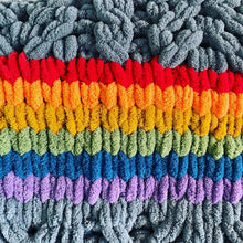 Load image into Gallery viewer, Big G(r)AY Blanket Rainbow Pride Cable Knit Blanket