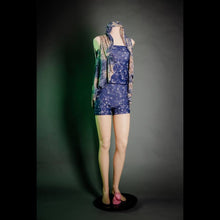 Load image into Gallery viewer, Rhapsody Ruffle Vest in Blue and Beige Lace