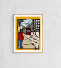 Load image into Gallery viewer, Toronto Streetcar Digital illustration Downtown Scene Toronto during the day Giclée