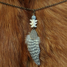 Load image into Gallery viewer, Cockatiel Feather and Snake Vertebrae Necklace - *REAL BONE*