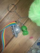 Load image into Gallery viewer, Out Of This World Alien Invasion Pompom Resin Keychain Or Purse Charm