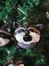 Load image into Gallery viewer, Racoon Handpainted Sculpted Christmas/Holiday Ornament