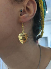 Load image into Gallery viewer, BLM - Gold Black Lives Matter drop earrings