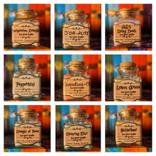 Load image into Gallery viewer, Potion Bottle Candles, Inspired by sweet treats and fictional potions. Fragrance and essential oil blend soy based candles.