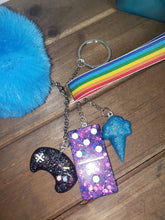Load image into Gallery viewer, Gamer Resin Domino Pom Pom Keychain or Purse Charm