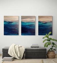 Load image into Gallery viewer, Large Seascape Triptych, Set of 3 Original Modern Paintings, Ocean Painting Abstract, Ready to Hang, Living Room Art, Hand Painted Art
