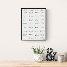 Load image into Gallery viewer, Boobs Line Art, Nude Funny Boobies, Boobs Print, Feminist Art, Feminist illustration, Line Art Print, Body Sketch, Nude Curvy Woman Print