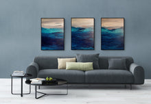 Load image into Gallery viewer, Large Seascape Triptych, Set of 3 Original Modern Paintings, Ocean Painting Abstract, Ready to Hang, Living Room Art, Hand Painted Art