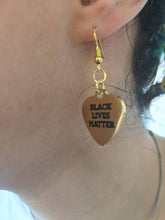 Load image into Gallery viewer, BLM - Gold Black Lives Matter drop earrings