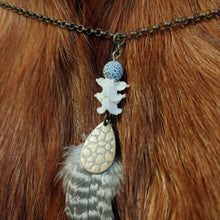 Load image into Gallery viewer, Cockatiel Feather and Snake Vertebrae Necklace - *REAL BONE*
