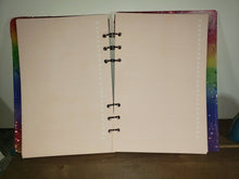 Load image into Gallery viewer, Hand Made Rainbow Glitter A5 Refillable Note Book