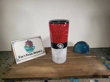 Load image into Gallery viewer, Hand Painted 25oz Pokeball Resin Glitter Tumbler