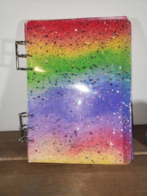 Load image into Gallery viewer, Hand Made Rainbow Glitter A5 Refillable Note Book